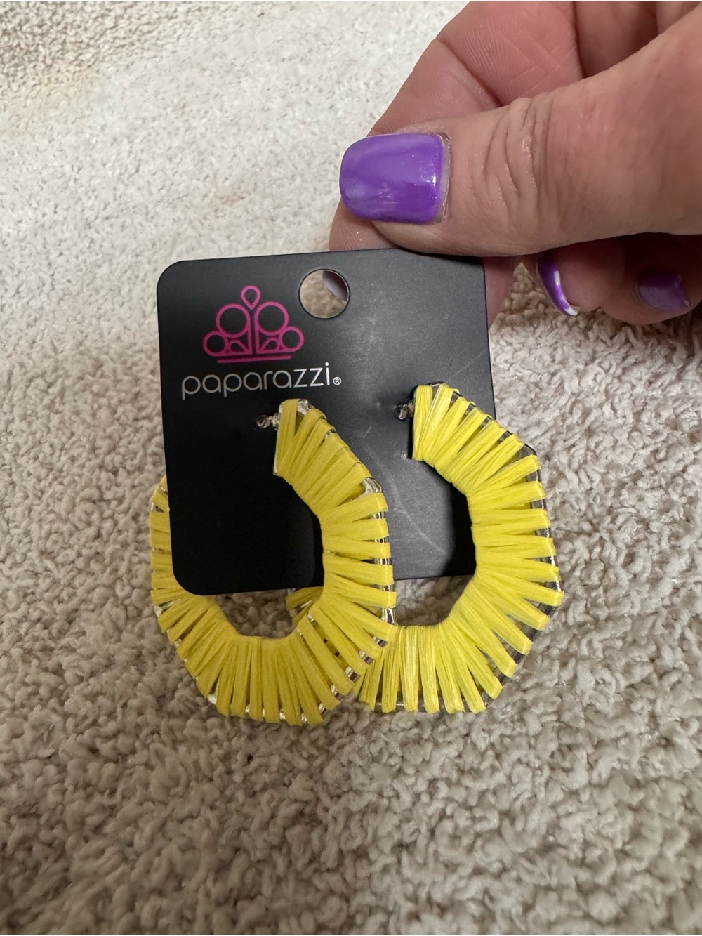 Paparazzi Yellow Wrapped Hoop Earrings - Bright Straw-Wrap Design